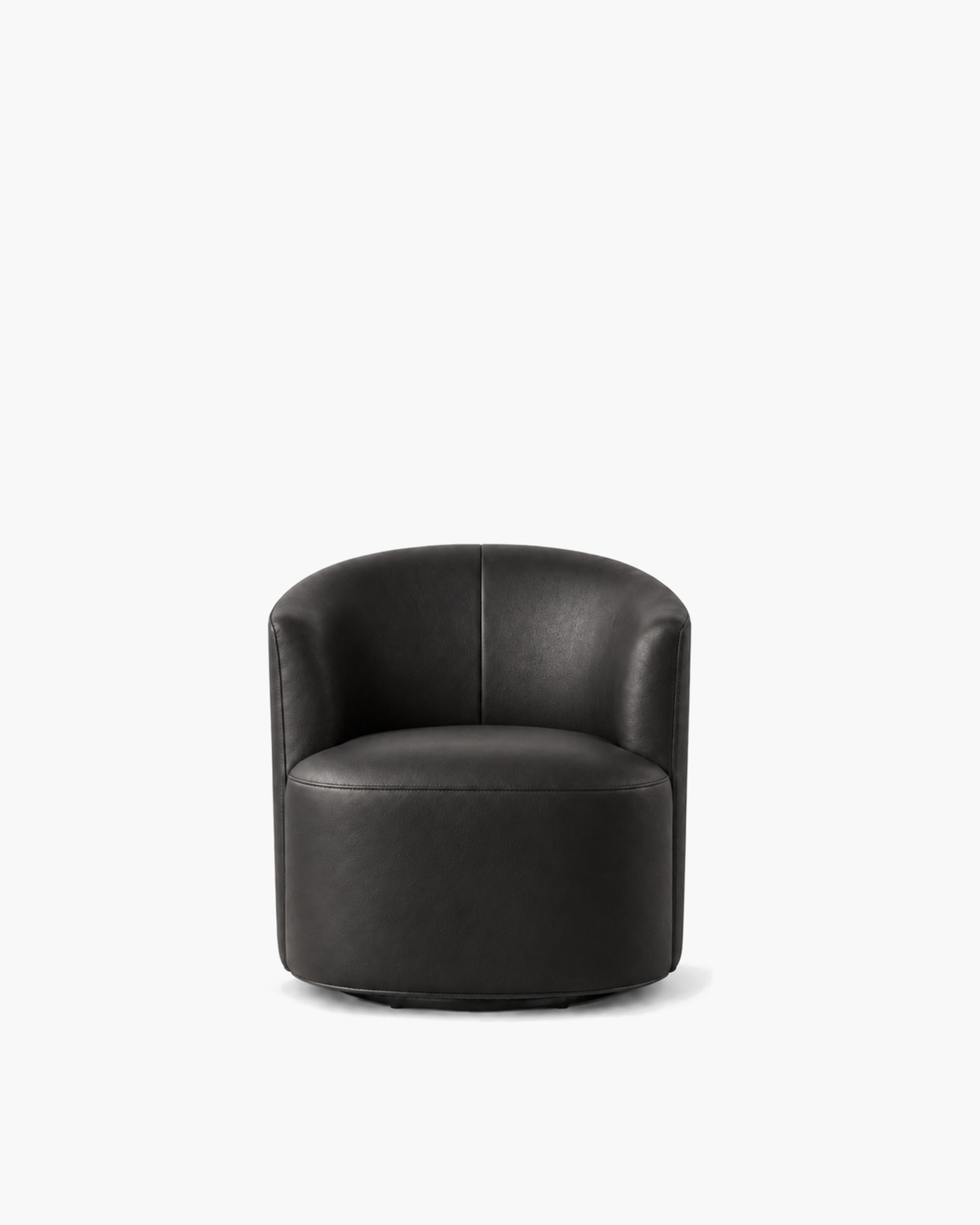 Arden Swivel Chair in Near-Black Leather — studio view