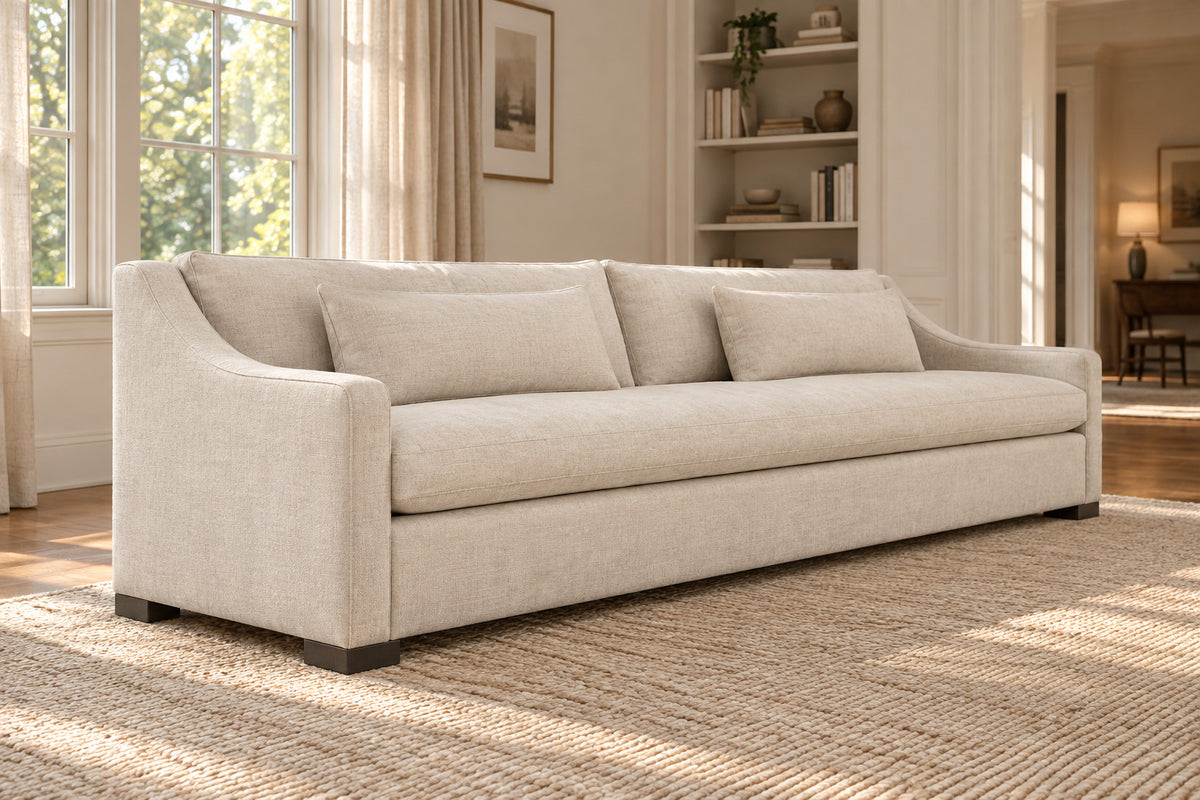 Belgian Classic Slope Arm Sofa, low near-side-profile lifestyle view