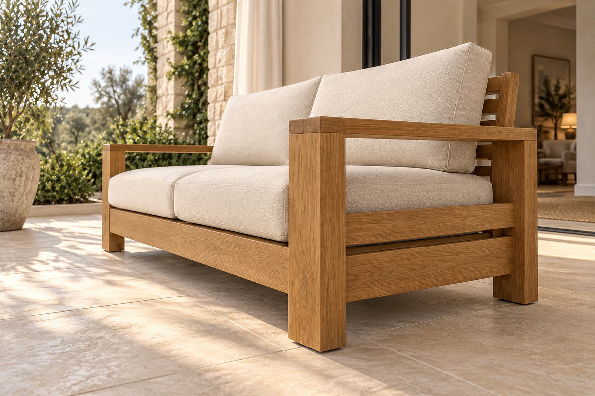 Ojai Loveseat, low near-side-profile lifestyle view