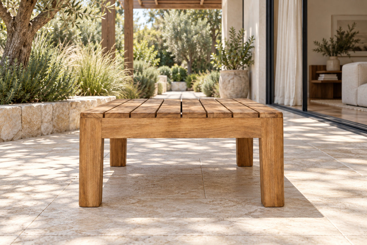 Puglia Side Table, low near-side-profile lifestyle view