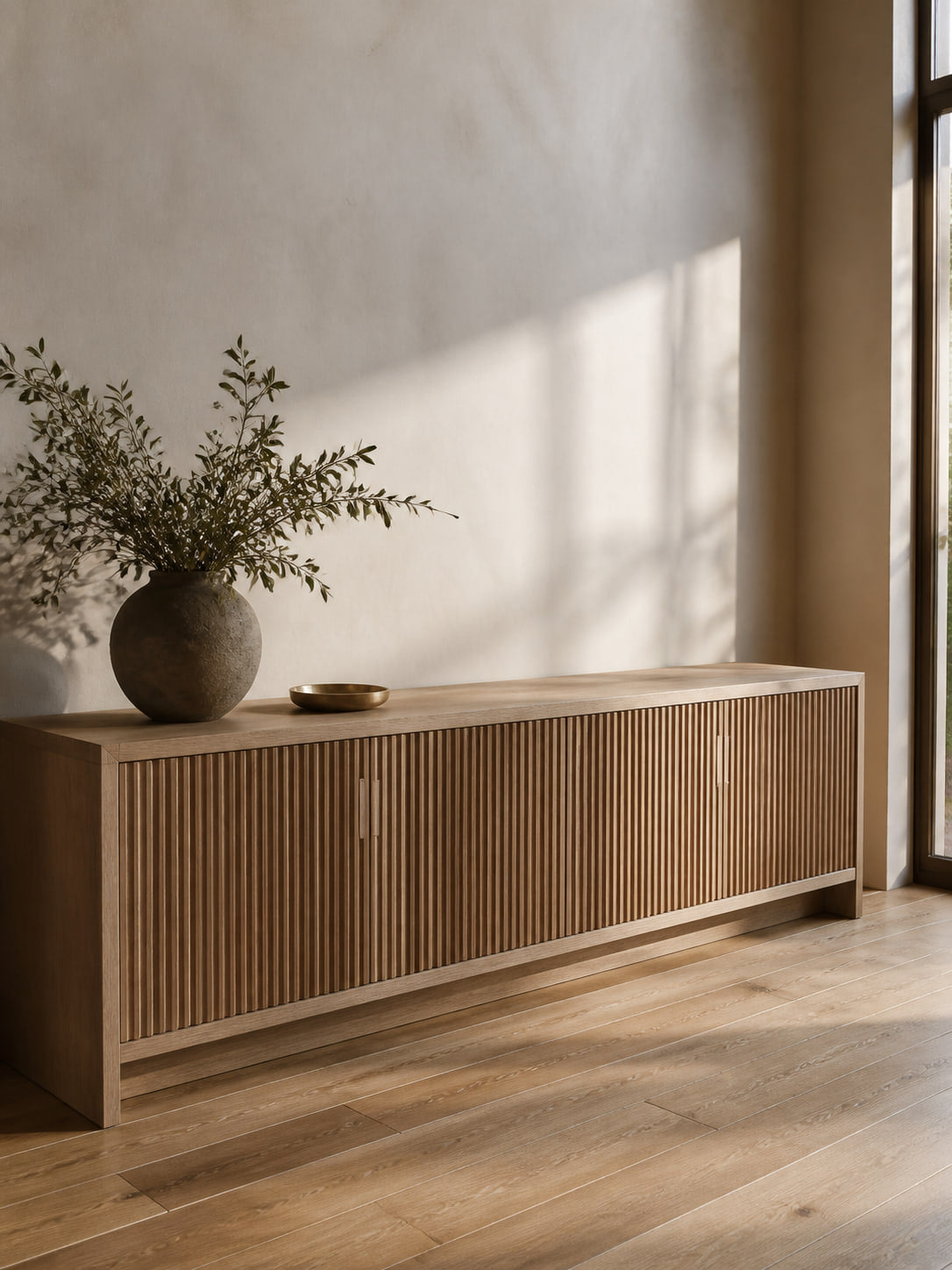 Storage furniture in a naturally lit setting
