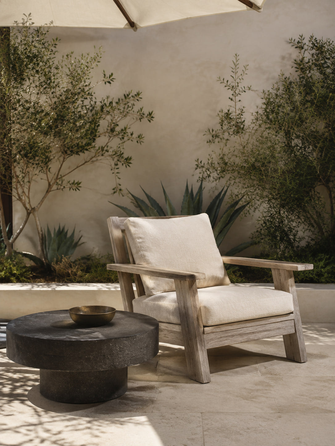 Outdoor furniture in a naturally lit setting