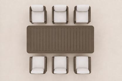 Grace Outdoor Dining Set in Aluminium, overhead top view