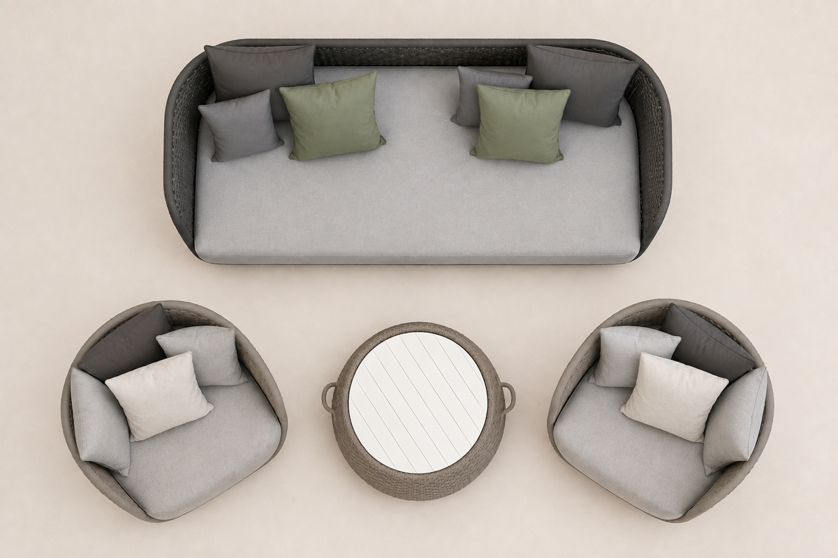 Santorini Outdoor Sofa Set — overhead view