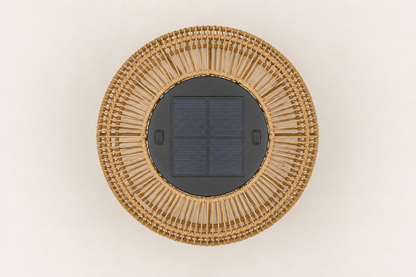 Solano Solar Lantern, Low, Open Weave — overhead view