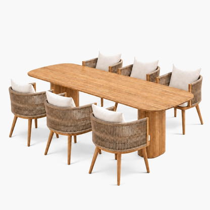 Professional studio view: Ripple Outdoor Dining Set in Teak