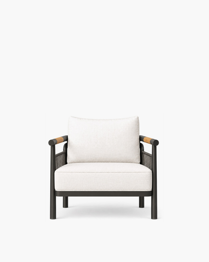Zenia Lounge Chair in Aluminium, supplier-matched studio view