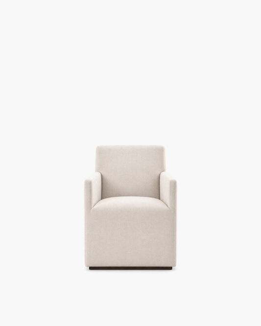 Professional studio view: Ellison Track Arm Fabric Dining Armchair