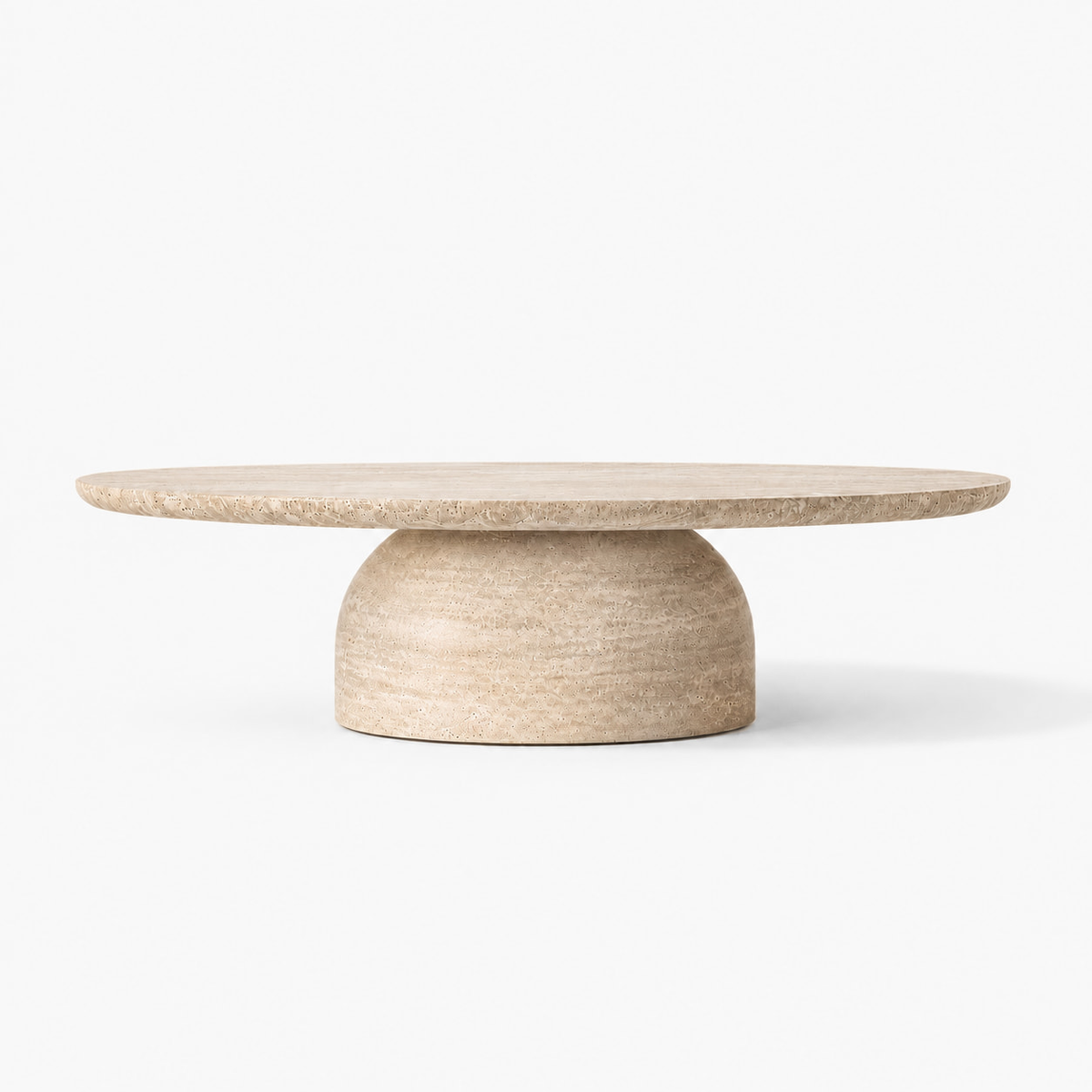 Cupola Carved Round Coffee Table, supplier-matched studio view