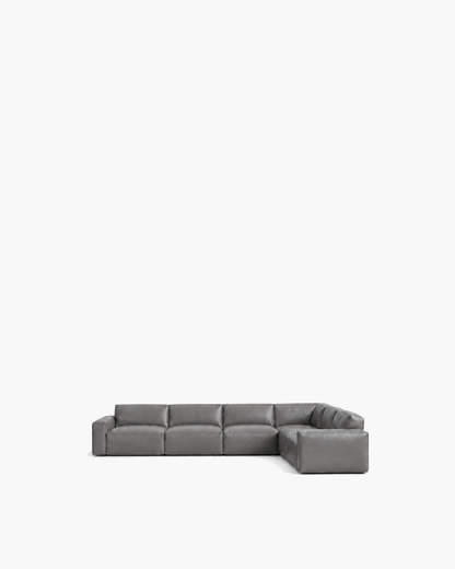 Como Modular Right-Arm L-Sectional in Grey Leather — studio view