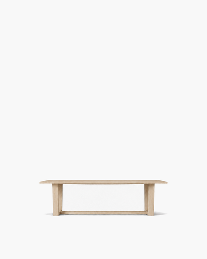 Montecito Trestle Rectangular Dining Table in Pale Oak — studio view