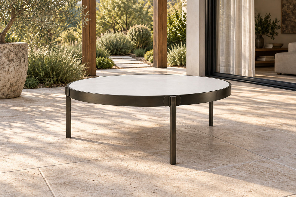 Amalfi Coffee Table, 80 cm, front-right three-quarter lifestyle view