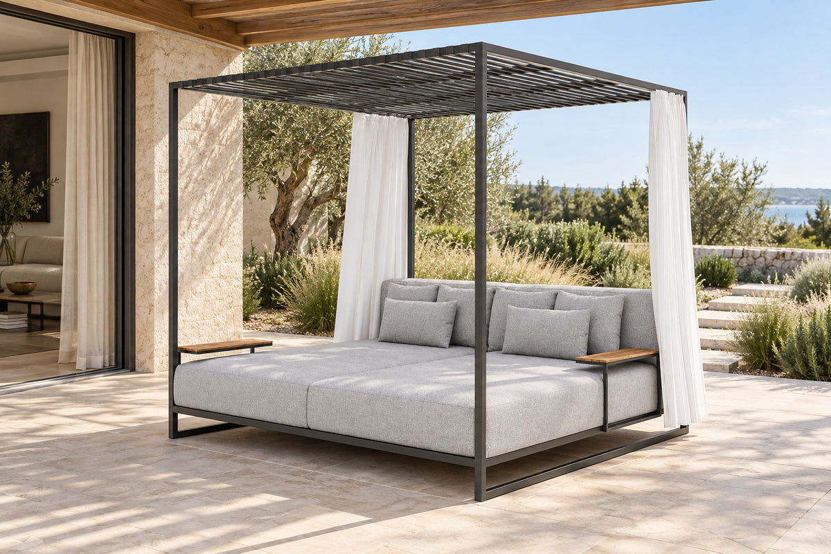 Belvedere Canopy Daybed, front-right three-quarter lifestyle view