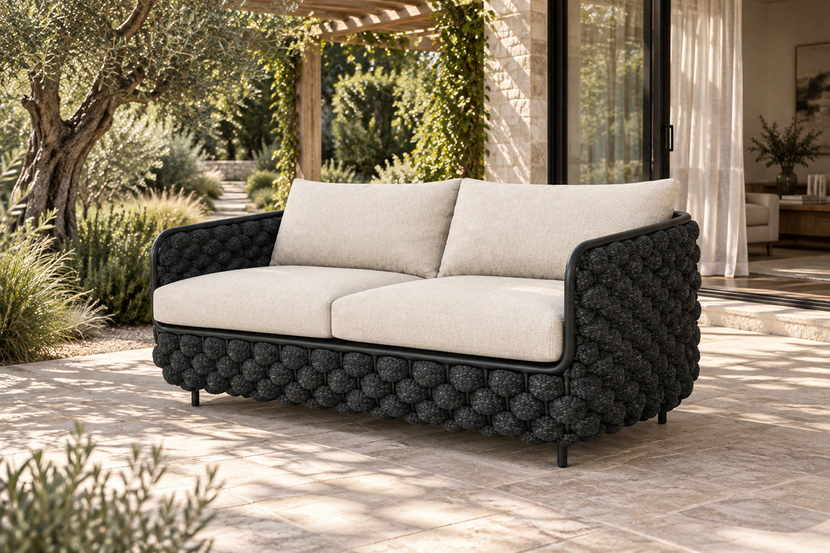 Bodrum Two-Seat Sofa, front-right three-quarter lifestyle view