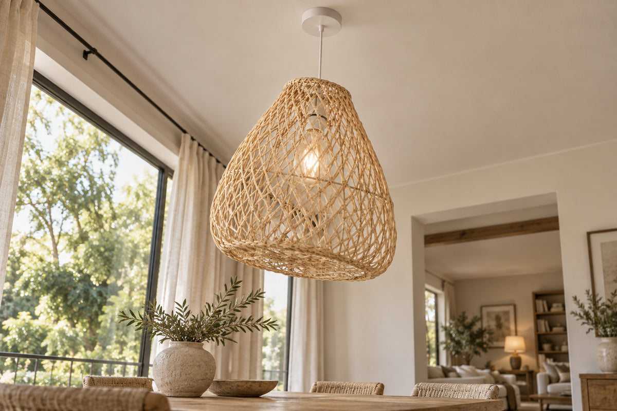 Cannella Pendant, Bell, low near-side-profile lifestyle view