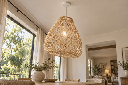 Cannella Pendant, Bell, low near-side-profile lifestyle view