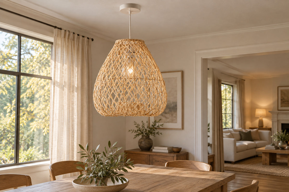 Cannella Pendant, Bell, front-right three-quarter lifestyle view