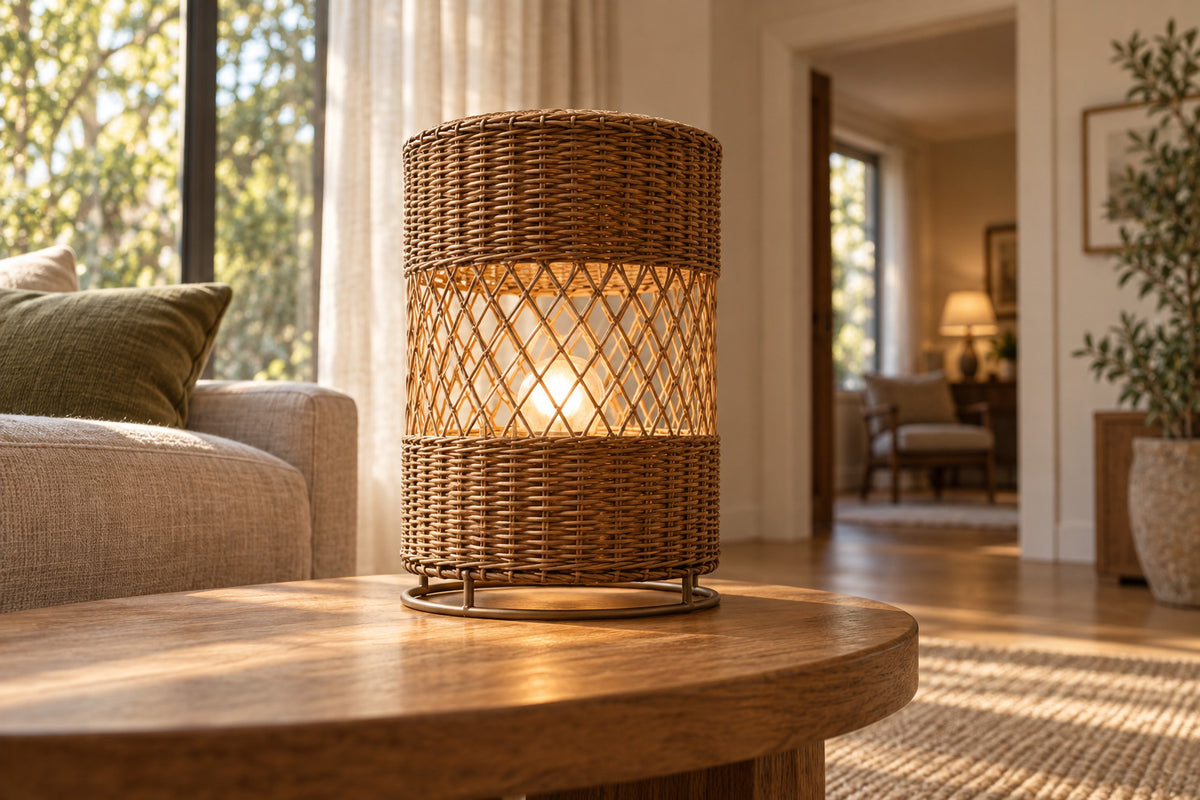 Cannella Table Lamp, low near-side-profile lifestyle view