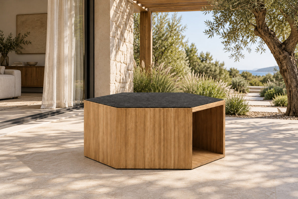 Formentera Coffee Table, front-right three-quarter lifestyle view
