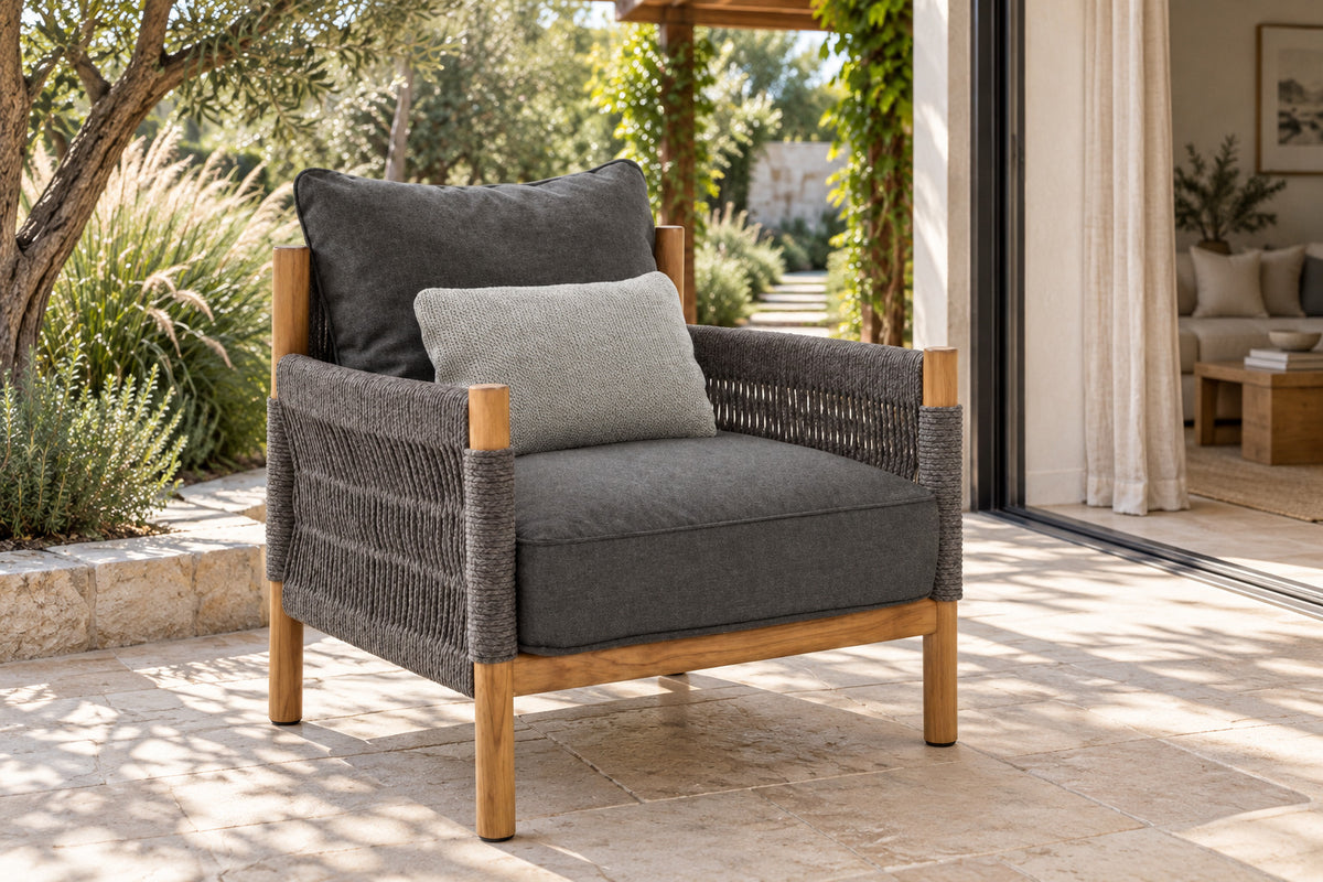 Ithaca Lounge Chair, front-right three-quarter lifestyle view