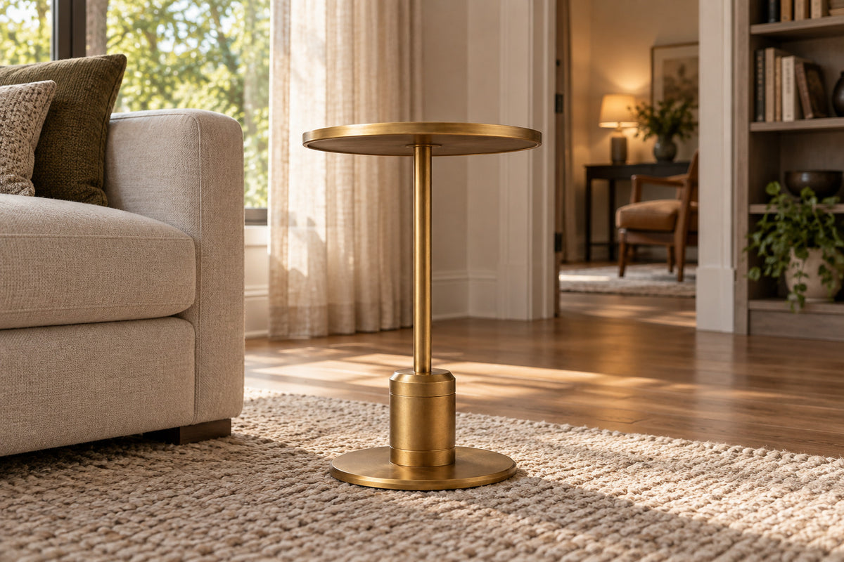 Lambeth Side Table, low near-side-profile lifestyle view