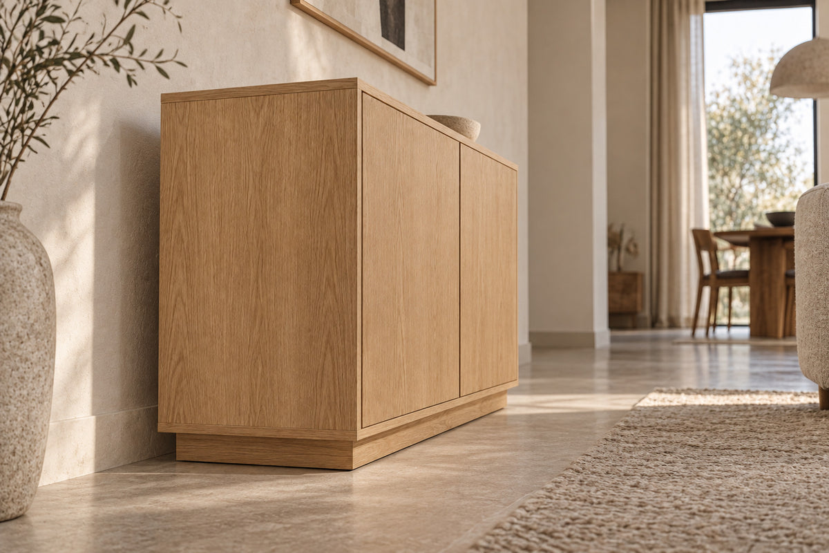 Ligné Double-Door Sideboard, low near-side-profile lifestyle view