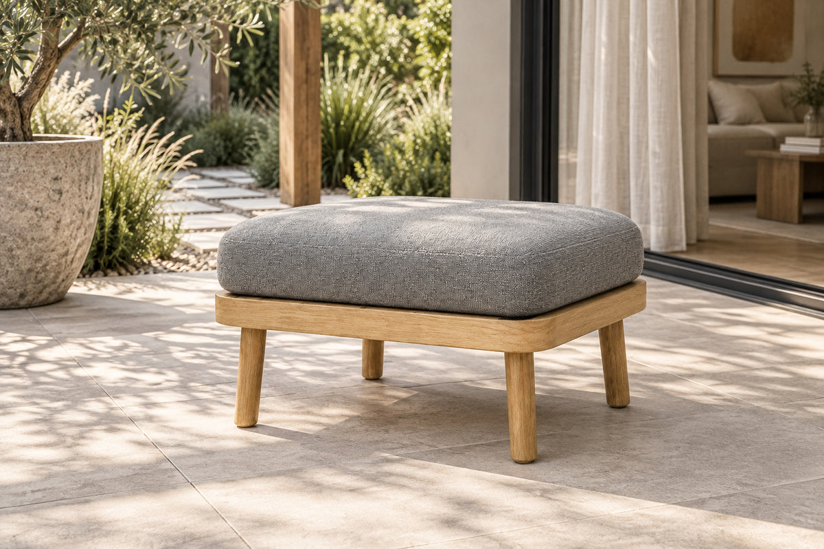 Menorca Ottoman, front-right three-quarter lifestyle view