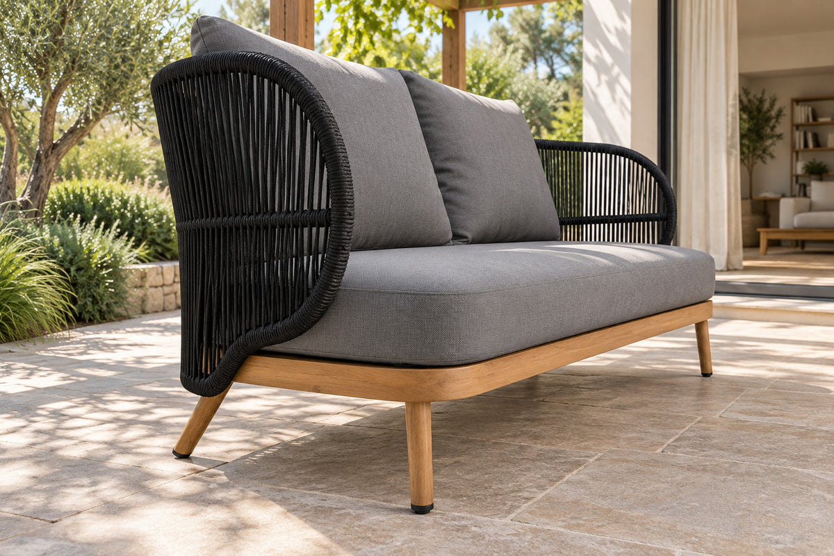 Menorca Two-Seat Sofa, low near-side-profile lifestyle view