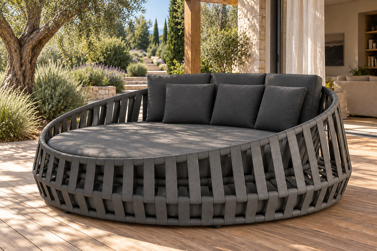 Mykonos Daybed, front-right three-quarter lifestyle view