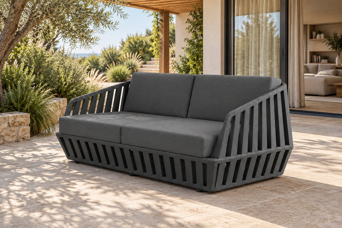 Mykonos Two-Seat Sofa, front-right three-quarter lifestyle view