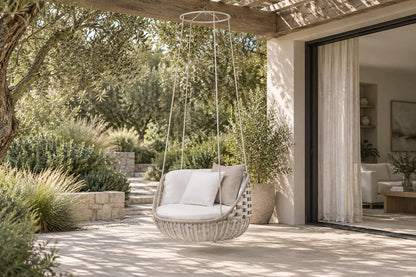 Portico Swing Seat, Single, front-right three-quarter lifestyle view