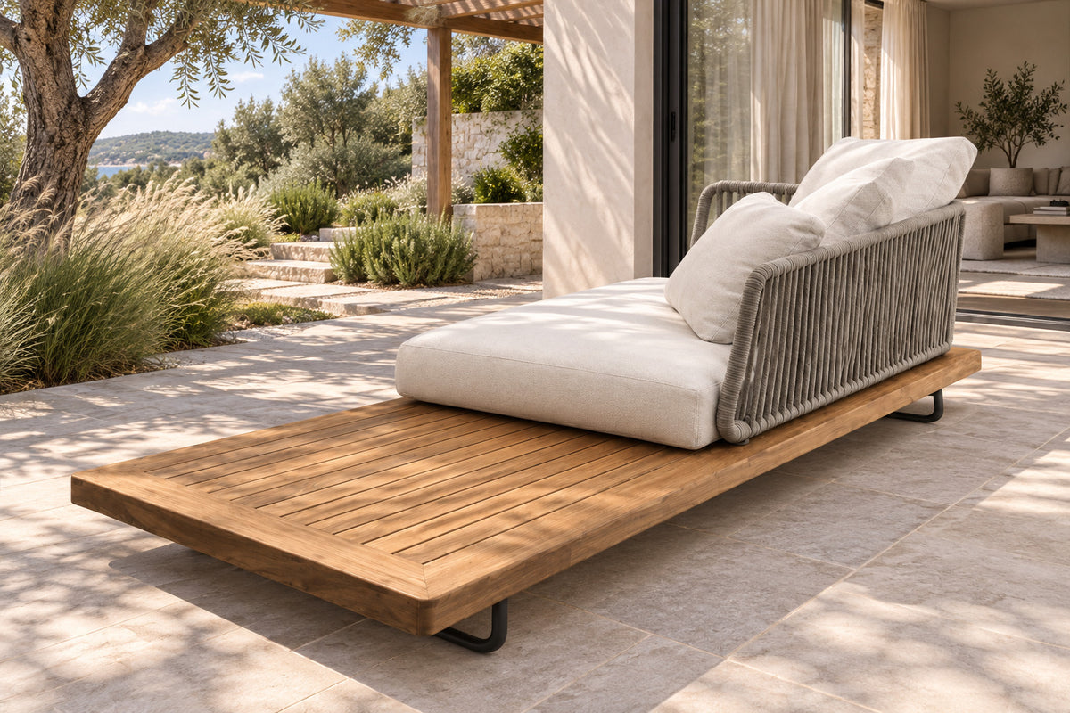 Portofino Daybed, low near-side-profile lifestyle view