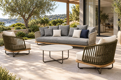 Portofino Outdoor Sofa Set, front-right three-quarter lifestyle view