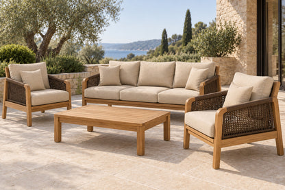 Ravello Outdoor Sofa Set, front-right three-quarter lifestyle view