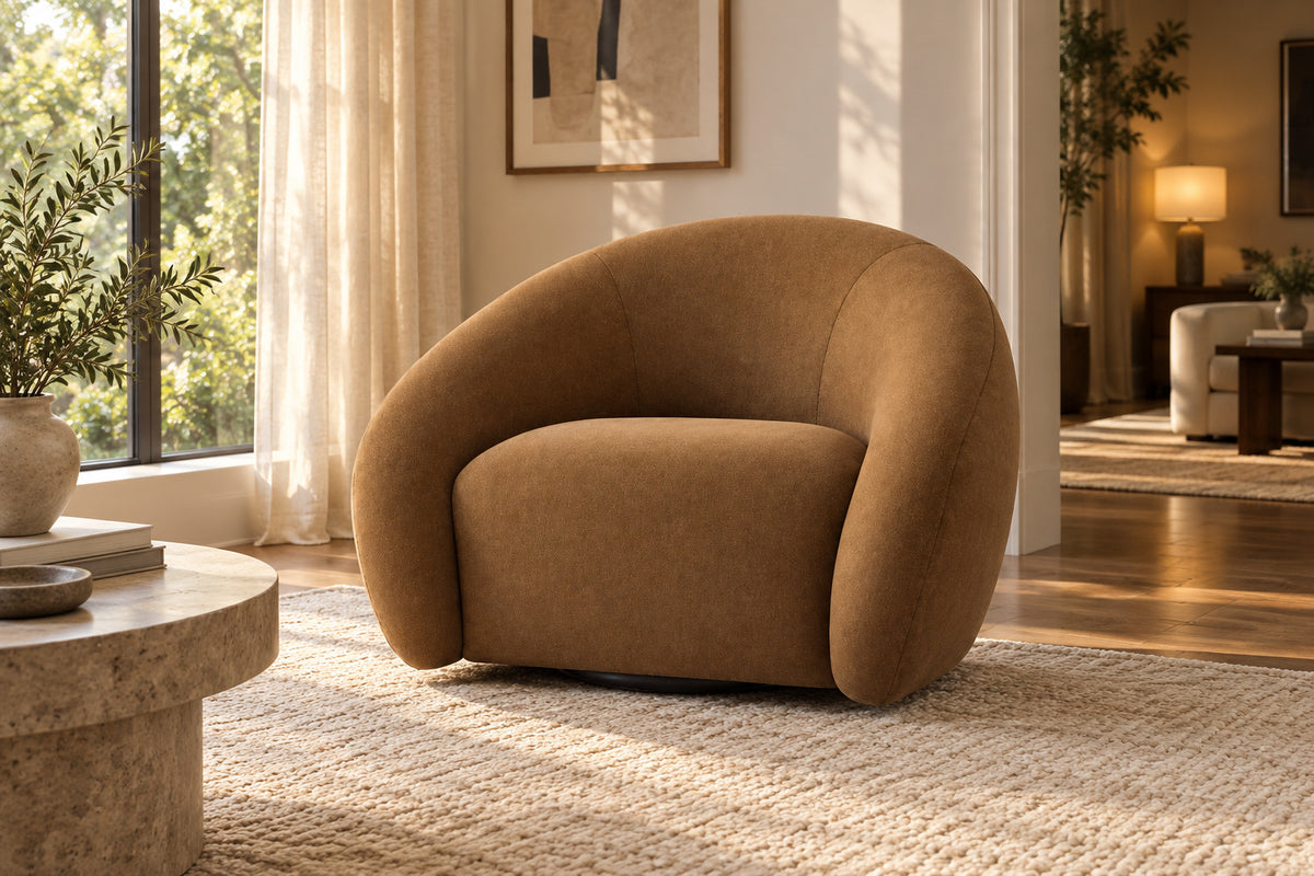 Reyna Chair, front-right three-quarter lifestyle view