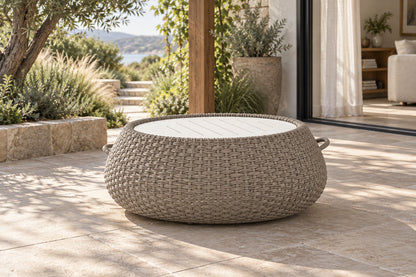 Santorini Coffee Table, Low, front-right three-quarter lifestyle view