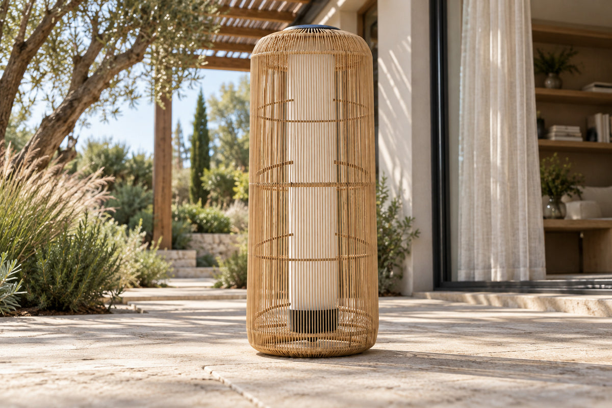 Solano Solar Lantern, Column, low near-side-profile lifestyle view