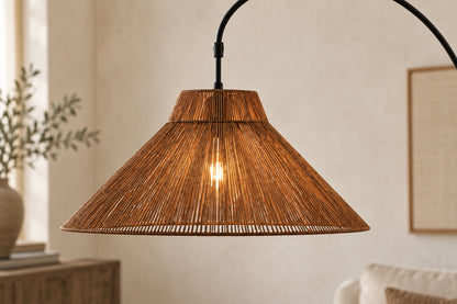 Cannella Arc Floor Lamp in Paper Rope, shade profile detail