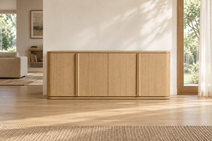Lifestyle view: Ligné four-door sideboard in a sunlit furnished interior