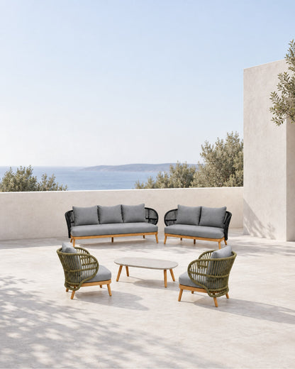 Menorca Outdoor Sofa Set in a styled setting