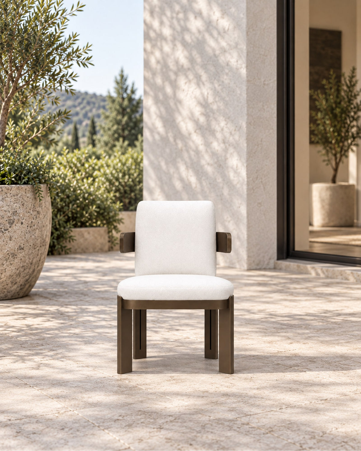 Serein Dining Chair in Aluminium in a styled setting
