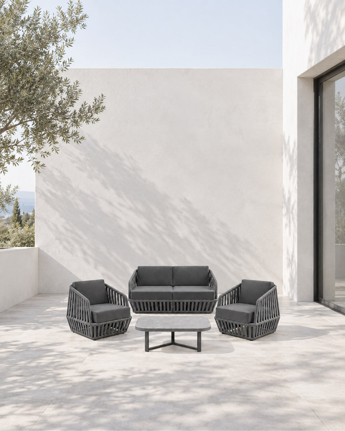 Mykonos Outdoor Sofa Set in a styled setting