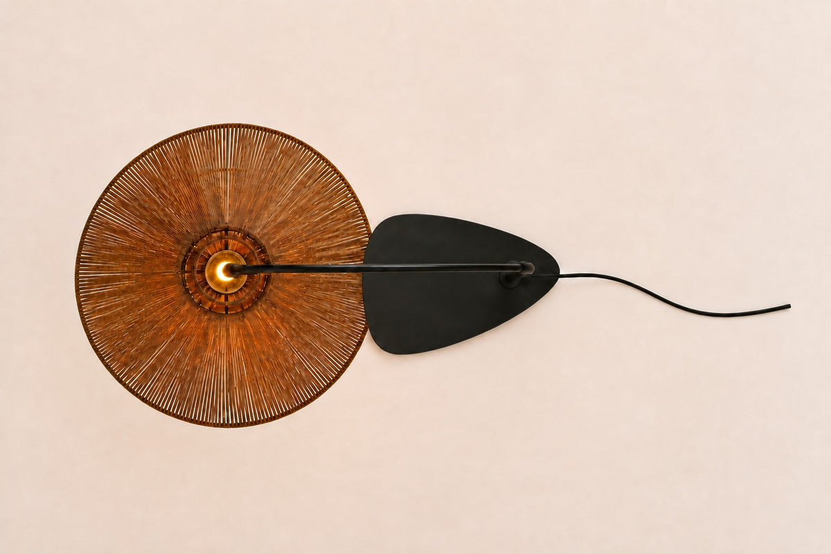 Cannella Arc Floor Lamp, Arc in Paper Rope, overhead top view