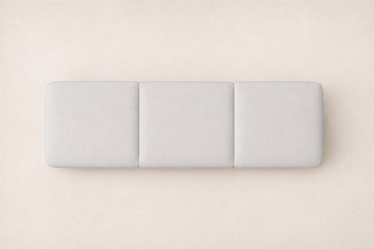 Emi Tufted Bench — Aged Brass, overhead top view