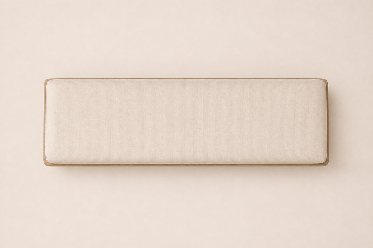 Gael Oak Fabric End-of-Bed Bench, overhead top view