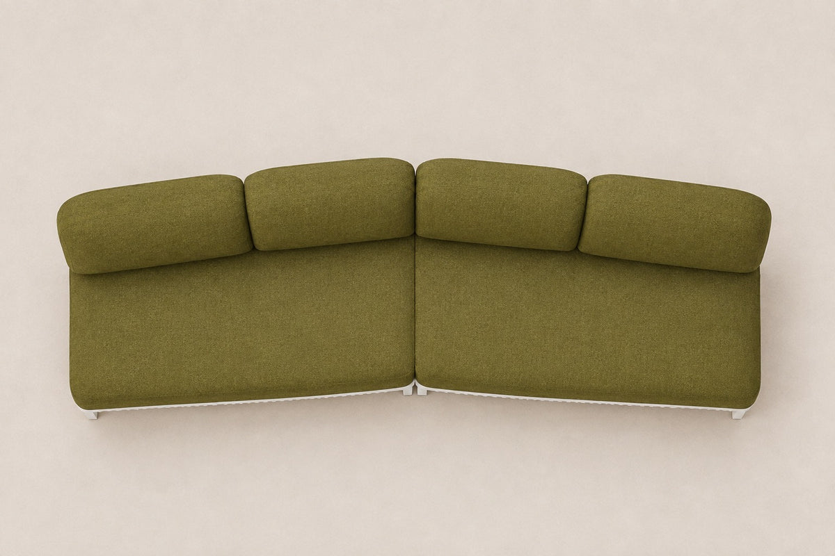 Luna Modular Corner Sofa in Aluminium, overhead top view