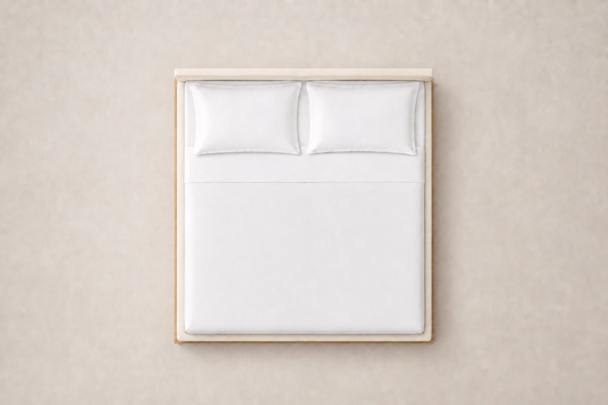 Montecito Fabric Panel Bed, overhead top view