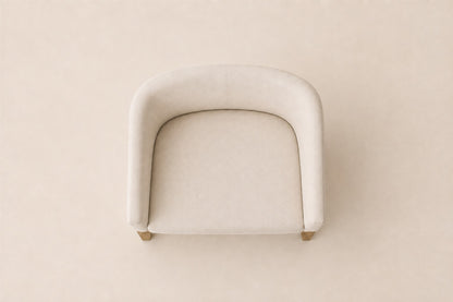 Morgan Barrelback Slope Arm Fabric Dining Armchair, overhead top view