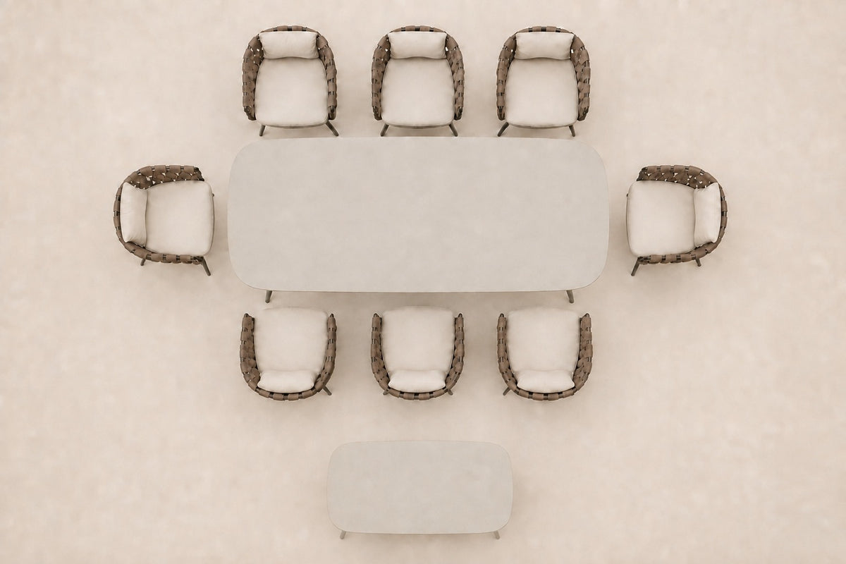 Otranto Outdoor Dining Set, overhead top view
