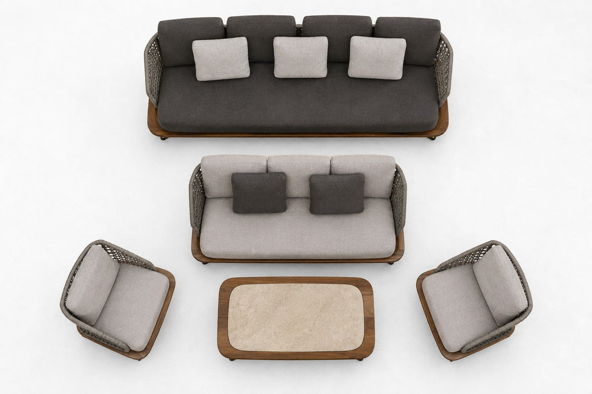 Positano Outdoor Sofa Set, overhead top view